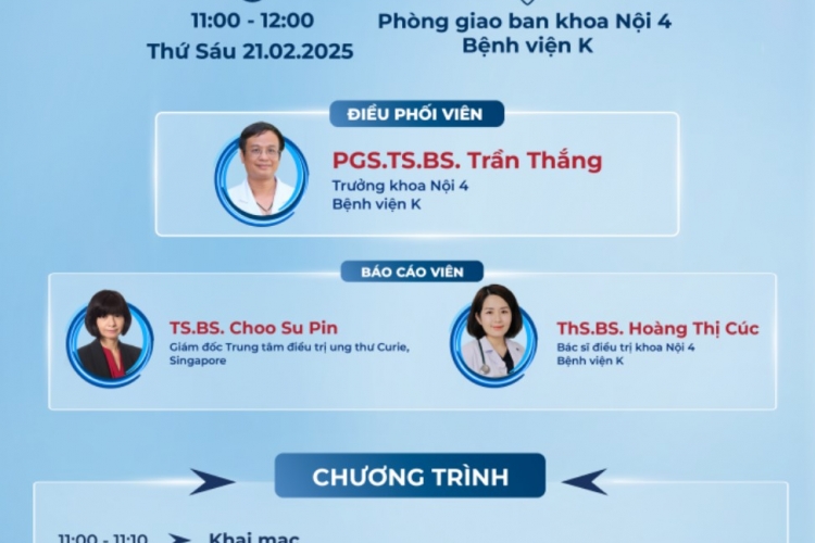 CHƯƠNG TRÌNH SINH HOẠT KHOA HỌC BƯỚC TIẾN MỚI TRONG ĐIỀU TRỊ UNG THƯ ĐƯỜNG MẬT GIAI ĐOẠN TIẾN TRIỂN