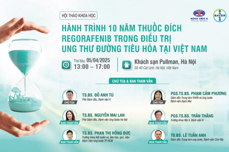 CHƯƠNG TRÌNH SINH HOẠT KHOA HỌC "HÀNH TRÌNH 10 NĂM THUỐC TÁC DỤNG TẠI ĐÍCH REGORAFENIB TRONG ĐIỀU TRỊ UNG THƯ ĐƯỜNG TIÊU HÓA TẠI VIỆT NAM"