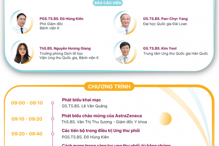 CHƯƠNG TRÌNH  HỘI THẢO KHOA HỌC "SÀNG LỌC UNG THƯ PHỔI: KINH NGHIỆM QUỐC TẾ VÀ ĐỊNH HƯỚNG TẠI VIỆT NAM"