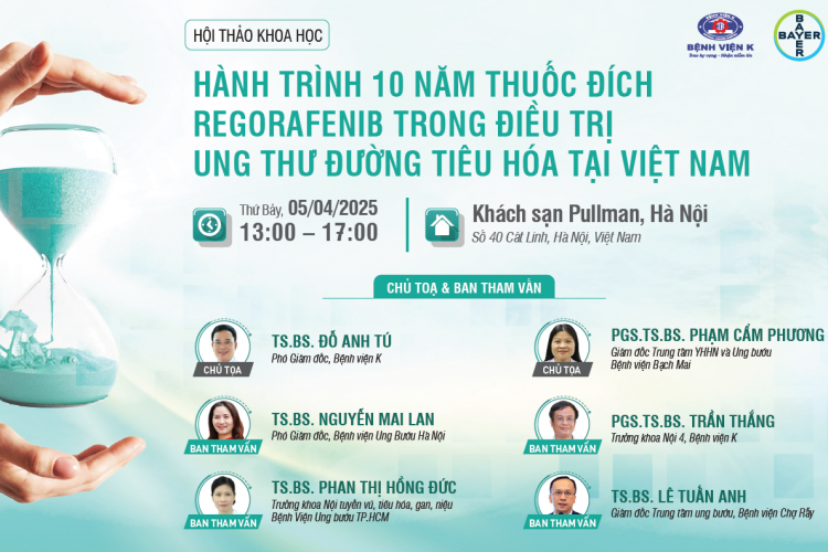CHƯƠNG TRÌNH HỘI THẢO KHOA HỌC: “HÀNH TRÌNH 10 NĂM THUỐC ĐÍCH REGORAFENIB TRONG ĐIỀU TRỊ UNG THƯ ĐƯỜNG TIÊU HÓA TẠI VIỆT NAM”